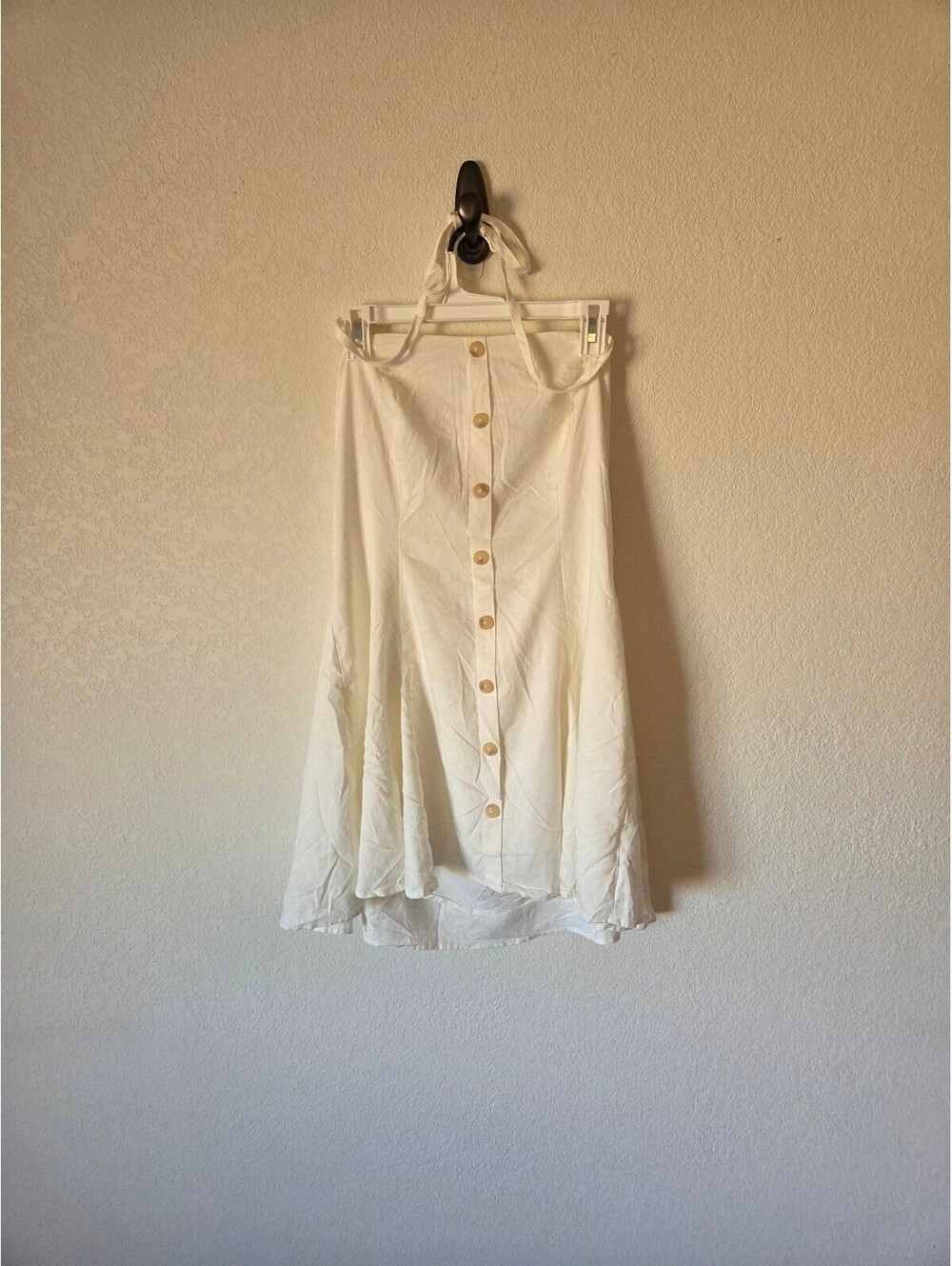 Wild Fable Cream Button-Front Midi Dress with Halter Neck, Size XL